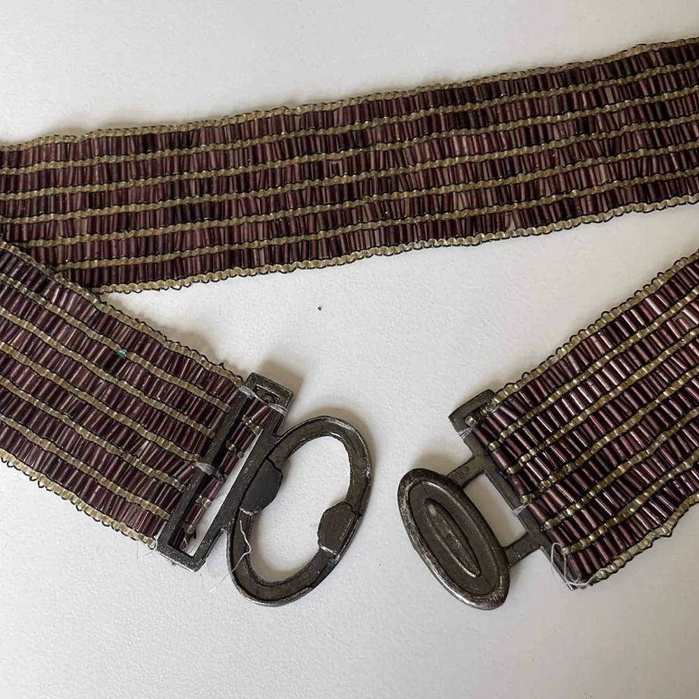 Vintage Beaded Pink Purple Belt‎ Size Small